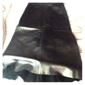 BCBG mermaid tail full length silver leather skirt